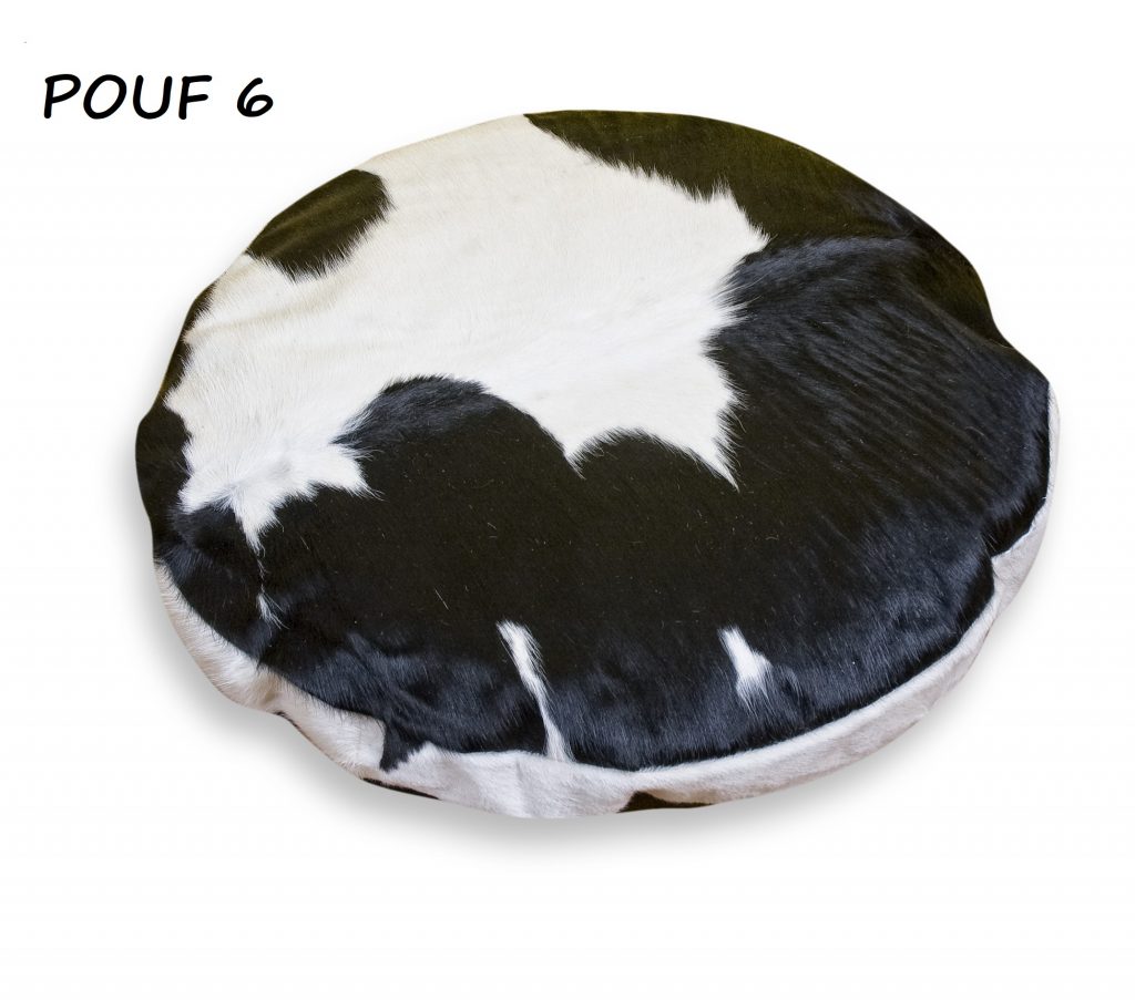 Pouf en Peau De Vache et Peau de Mouton Cuir de Patagonie